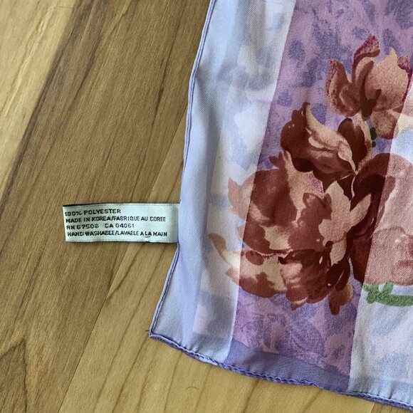 Elaine Gold Collection Purple Floral Rectangular Scarf 50” By 11” Vintage - Picture 6 of 7
